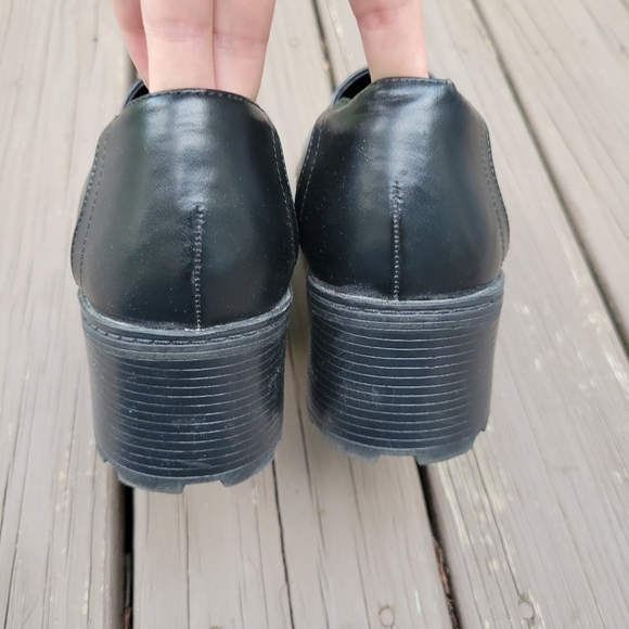 Vintage 90s y2k Black Faux Vegan Leather Lower East Side Punk Penny Loafers 10 - Picture 5 of 7